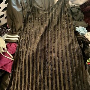 Forever 21 Black w/Gold Sparkle Striped Mini Dress